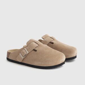 Quince Water Repellent Suede Clog Mule Size 7 (Dune)